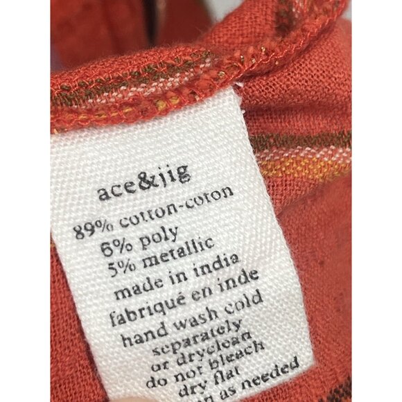 Ace and Jig Light Wieght Button Down Midi Dress Orange Stripe Sz Small - Picture 6 of 7